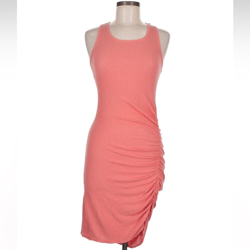 Sundry Anthropologie Coral Ruched Bodycon Tank Dress Size 2 Made in USA